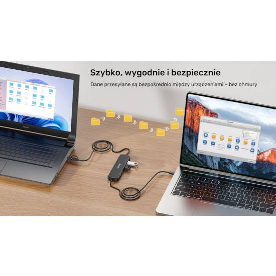 Przełącznik KVM USB-C 10Gbps z transferem plików między systemami Unitek U1344ABK01